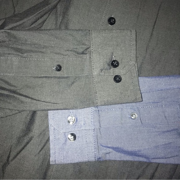 Van Heusen Never Tuck Slim Fit Shirts Bundle of 2 Men Medium Blue Dark Gray - Picture 3 of 9